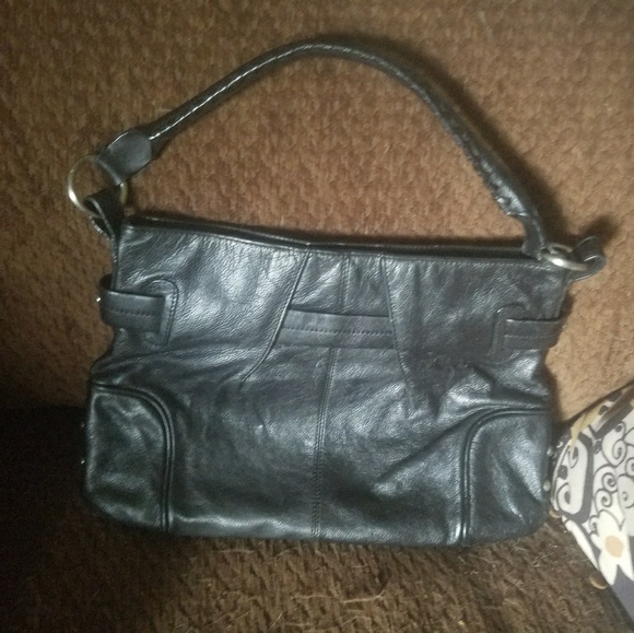 Via Spiga Black Leather Bag w/Silver Hardware - Picture 2 of 3